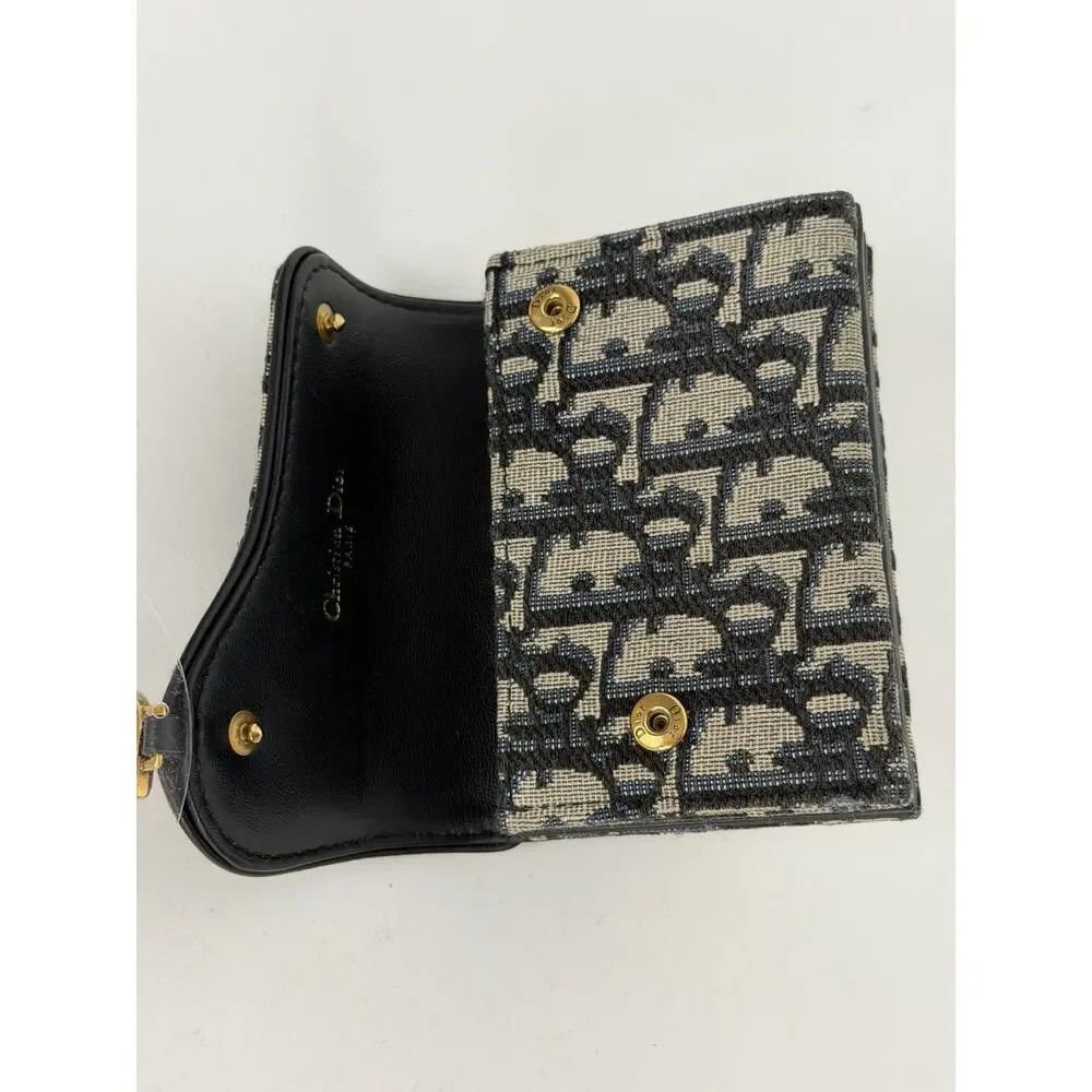 Christian Dior Saddle 5 Gusset Compact Wallet in Blue Oblique Canvas 2023